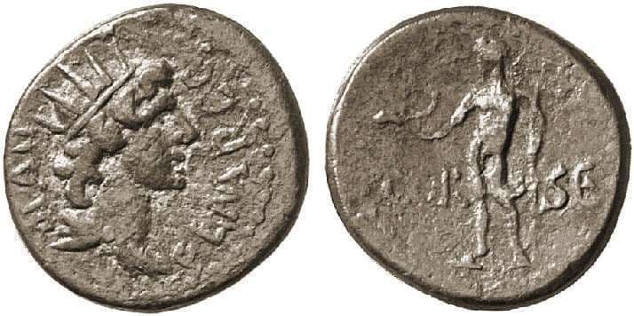 Corinth RPC 1185, right Republican Duoviri coinage, AE Semis