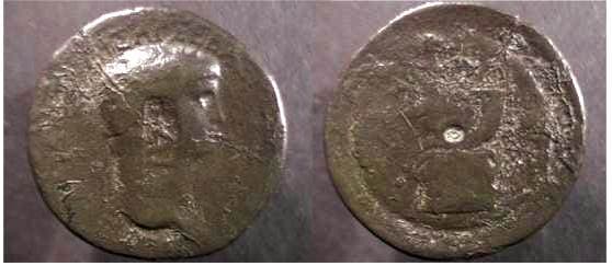 Perinthos RPC 1748 Claudius, AE sestertius of Perinthus, countermarked by forces loyal to Galba, (21