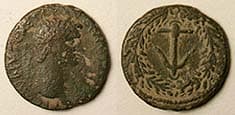 Hendin 471 Claudius and Agrippa II of Judaea AE23