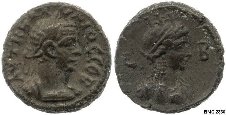 Alexandria Milne 4246 Claudius II, AE Potin tetradrachm of Alexandria, Egypt