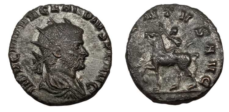 RIC-MOM 100 RIC 13 var Claudius II AE antoninianus, Rome mint