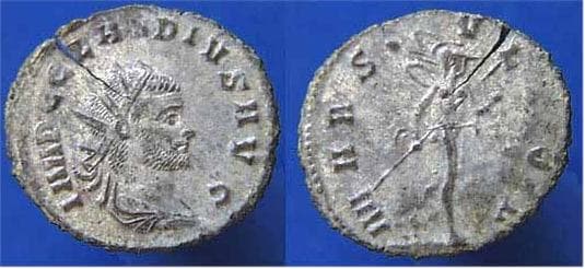 RIC 66 rad,dr,cuir Claudius II