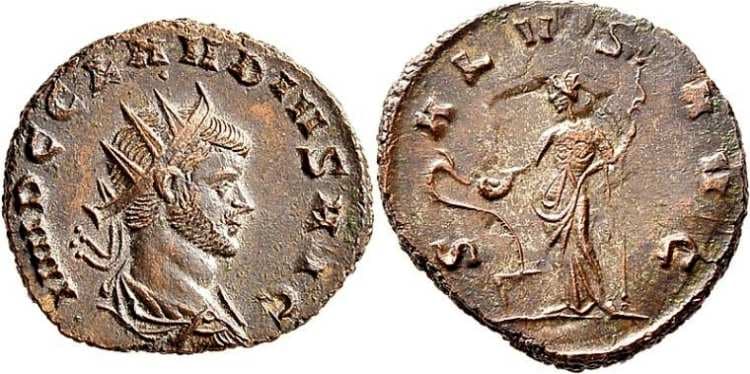 RIC 98 rad,dr (2) Claudius II AE antoninianus