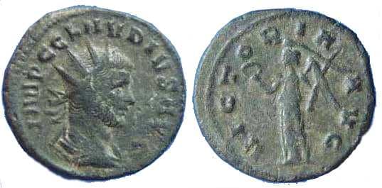 RIC 104 rad,dr,cuir Claudius II AE antoninianus