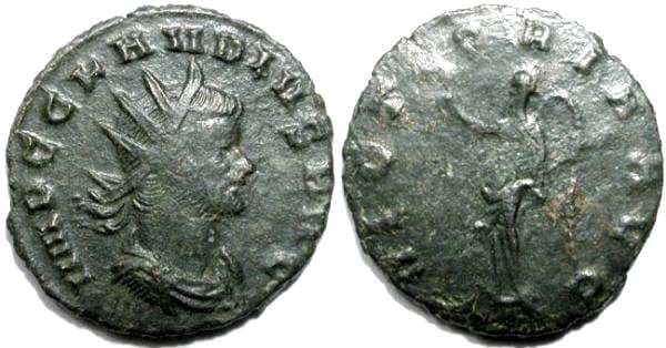 RIC 104v rad,dr,cuir Claudius II AE antoninianus