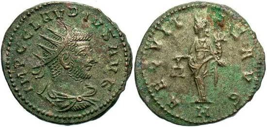RIC 197 rad,dr,cuir Claudius II AE antoninianus