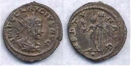 RIC 214v rad,dr,cuir dot Claudius II AE antoninianus