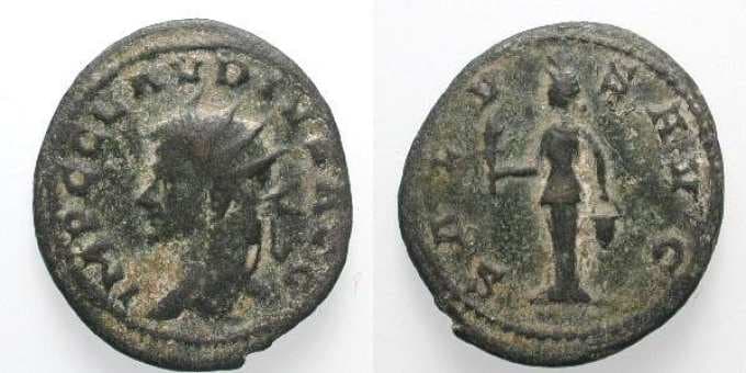 RIC 217 left no officina Claudius II AE antoninianus