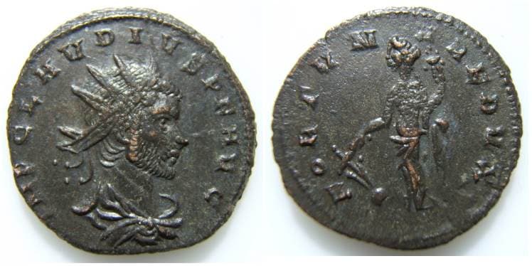 RIC 234 no dot Claudius II, AE antoninianus, Cyzicus AD 268-270