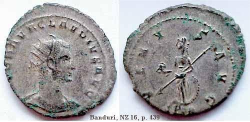 RIC 245 var Claudius II, silvered AE antoninianus, Serdica mint