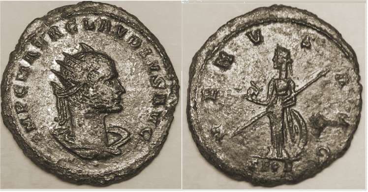 RIC 245 var (2) Claudius II, AE antoninianus, Serdica mint