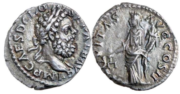 RIC 13a Clodius Albinus As Augustus, AD 193-197), AR denarius, issued AD 196-197 AD, Lyons, 3