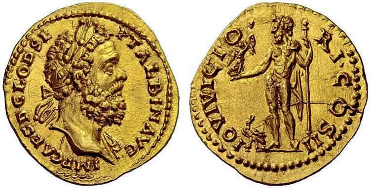 RIC 25 Clodius Albinus AV aureus, as Augustus, AD 195-197, Lyons mint, 6