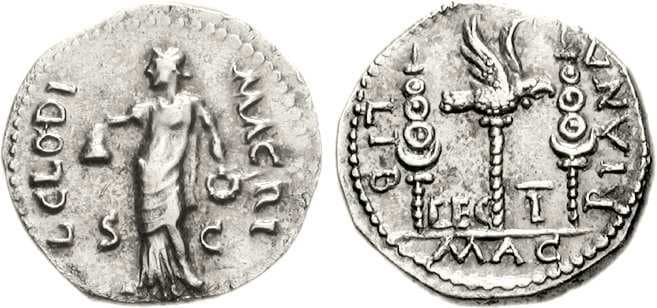 RIC 20 Clodius Macer Denarius, Carthage, AD 68