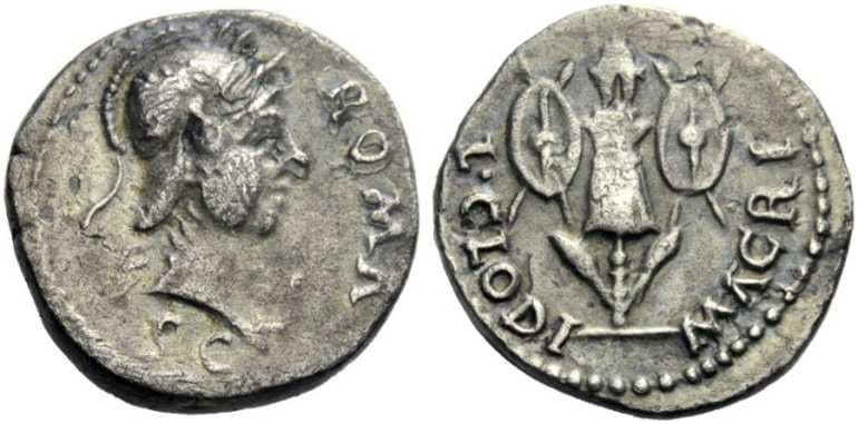 RIC 31 var Clodius Macer Denarius, Carthage, AD 68