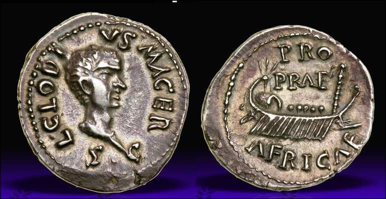 RIC 37 Clodius Macer Denarius, Carthage, AD 68