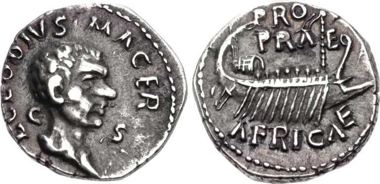 RIC 42 var 1 Clodius Macer Denarius, Carthage, AD 68