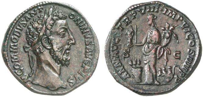 RIC 377 var Commodus AE Sestertius, AD 183, 34 mm, 25