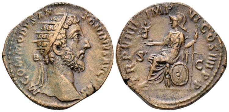 RIC 420 Commodus AE Dupondius, Rome AD 183
