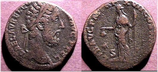 RIC 619 star left Sear 5764 Commodus AE Sestertius