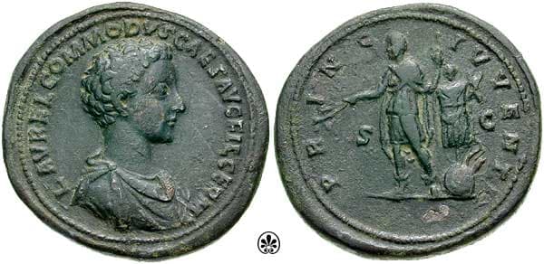 RIC 1518v[aurelius] Commodus, as Caesar, AE Sestertius