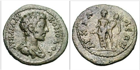 Anchialus Gemini6, 627 Commodus, AE24 of Anchialus, Thrace