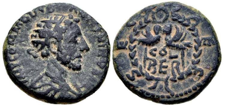 Berytos Lindgren 2262 Commodus AE21 of Berytus, Phoenicia