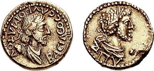 Bosporus Anokhin 568b Kings of Bosporus, Sauromates II with Commodus AV Stater