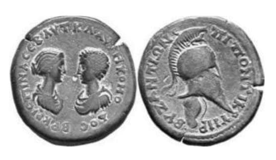 Byzantium Moushmov 3304 Commodus and Crispina, AE 28mm of Byzantium, Thrace