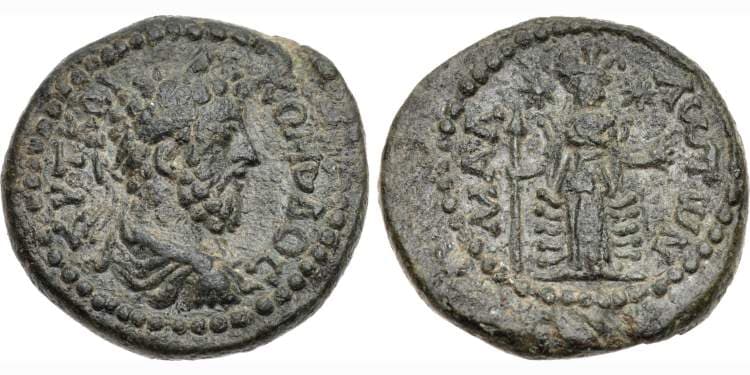 Mallos SNG Lev 1278 Commodus, AE23 of Mallos, Cilicia