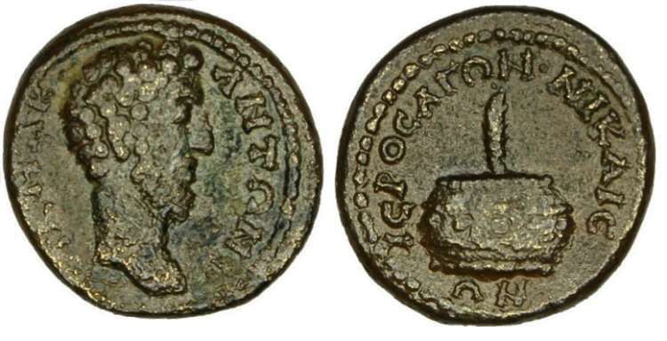 Nicaea Zeus Numis 13, 463 Commodus, AE18 of Nicaea, Bithynia