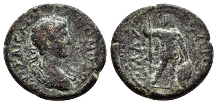 Sillyum N&N 6, 207 Commodus AE18 of Sillyum, Pamphylia