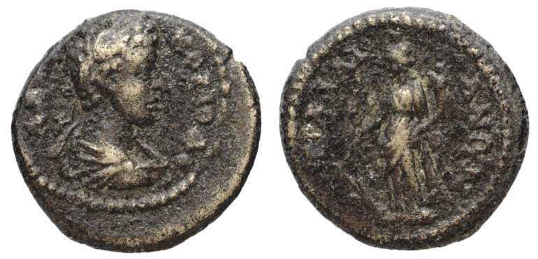 Tralles BMC 158 Commodus, AE18 of Tralles, Lydia
