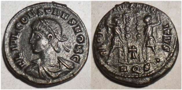 Aquileia RIC VII 127, S Constans, AE4, Aquileia