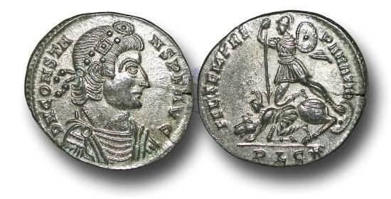 Lyons RIC VIII 80 Constans, silvered AE3 Lyons, 23mm, 5