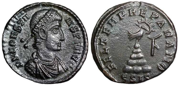 Siscia RIC VIII 247 Symbol 5 Constans I AE follis