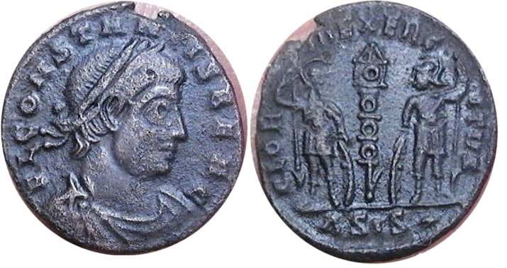 Siscia RIC VII 264, Δ Constans, AE follis, Siscia