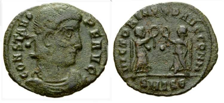 Thessalonica RIC VIII 101, E Constans AE follis of Thessalonica