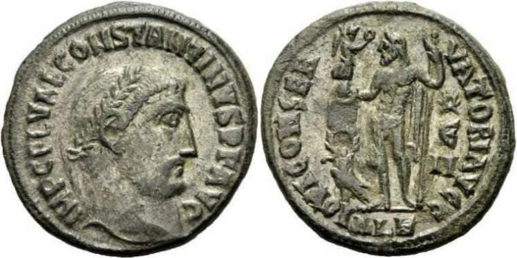 Alexandria RIC VII 9, E Constantine I, AE follis, Alexandria, AD 315