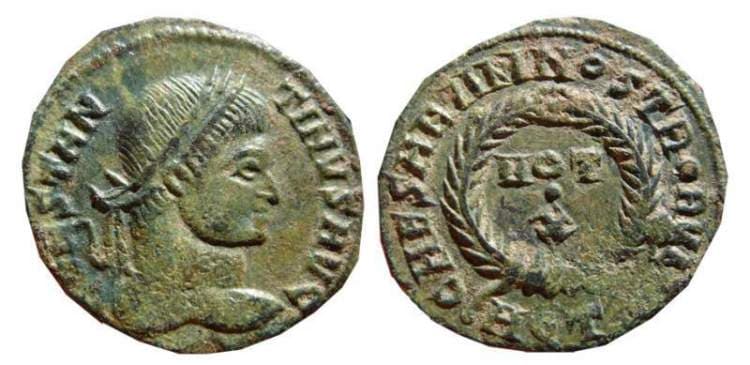 Aquileia RIC VII 105 var Constantine I, AE follis