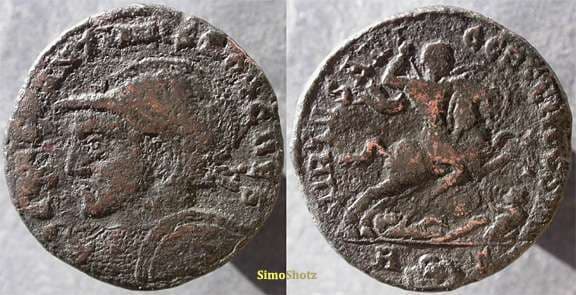 Aquileia RIC VI 91 Constantine I as caesar, AE follis of Aquileia