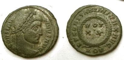 Aquileia RIC VII 65, P Constantine I AE follis
