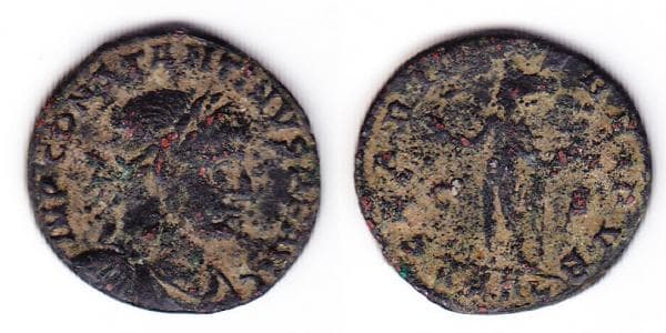 Arles RIC VII 105 var Constantine I, AE Follis, Arles, ca 314-318 AD
