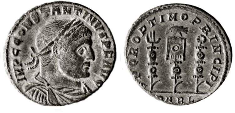 Arles RIC VII 8, P Constantine I, AE follis, Arles, AD 313