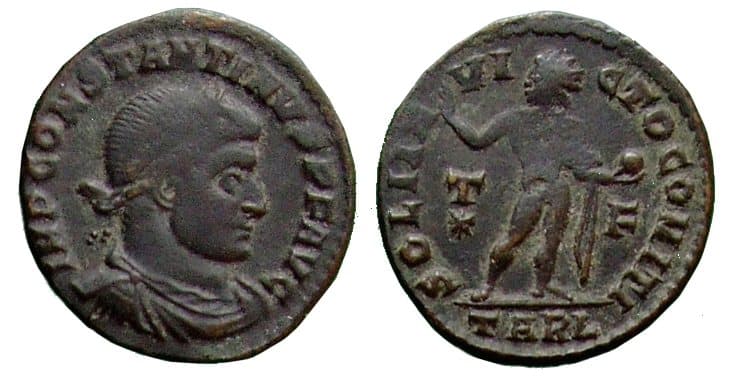Arles RIC VII 84, T Constantine I, AE follis, Arles mint