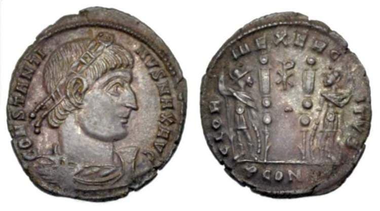 Arles RIC VII 381 Constantine I, Arles, AE follis