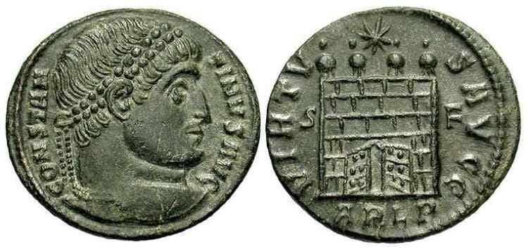 Arles RIC VII 314, P Constantine AE follis