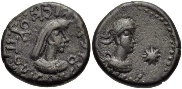 Bosporos Anokhin 771e Constantine and Rhescuporis V (242-277)
