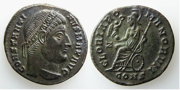 Constantinople RIC VII 23, Z Constantine AE follis