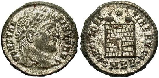 Cyzicus RIC VII 34,B Constantine Silvered AE follis